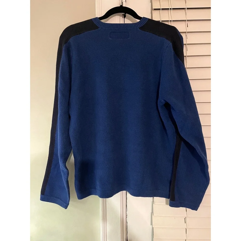 VTG Y2K Abercrombie‎ Fitch Mens Sweater Blue Heavy Knit L Chunky Dad Preppy